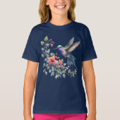 かわいいハチドリ好きの女の子 Tシャツ (正面)