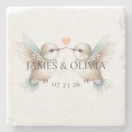 かわいいハチドリ ストーンコースター (正面)