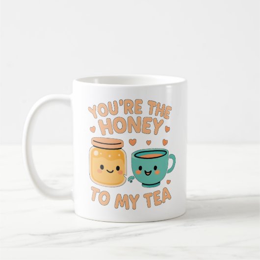 かわいいハチミツとお茶の愛 コーヒーマグカップ (左)