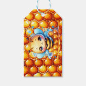 かわいいハチミツとハニカムをテーマにした赤ちゃんシャワー ギフトタグ (正面)