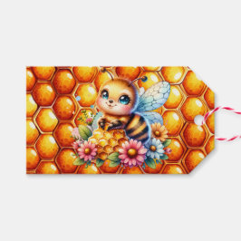 かわいいハチミツとハニカムをテーマにした赤ちゃんシャワー ギフトタグ