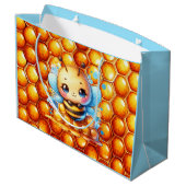 かわいいハチミツとハニカムをテーマにした赤ちゃんシャワー ラージペーパーバッグ (裏面アングル)