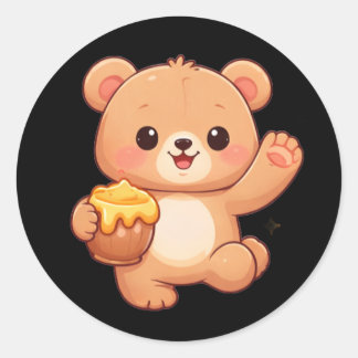 かわいいハチミツのクマ ラウンドシール