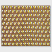 かわいいハチミツバチオンブラウン ラッピングペーパー (フラット)