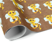 かわいいハチミツバチオンブラウン ラッピングペーパー (ロールコーナー)