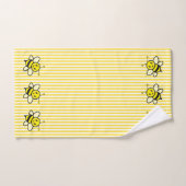 かわいいハチミツバツを黄色いストライプ バスタオルセット (ハンドタオル)