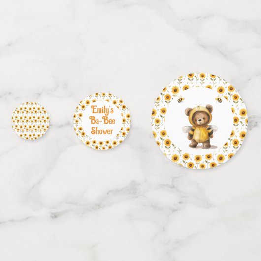 かわいいハチミツベアーバビーシャワー コンフェッティ (裏面)