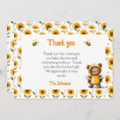 かわいいハチミツベアーバビーシャワー サンキューカード (正面/裏面)