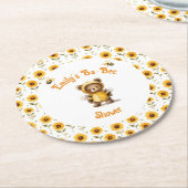 かわいいハチミツベアーバビーシャワー ラウンドペーパーコースター (アングル)