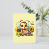 かわいいハチ好きこんにちは ポストカード (スタンド正面)