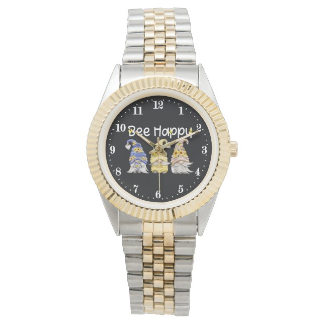 かわいいハチ幸せ格言 腕時計 (正面)