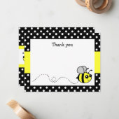 かわいいハチ黄色のフラット感謝ノートカード ノートカード (正面/裏面インサイチュ)