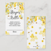 かわいいハチ黄色のフローラ赤ちゃんシャワーおむつラッフル エンクロージャーカード (正面/裏面)