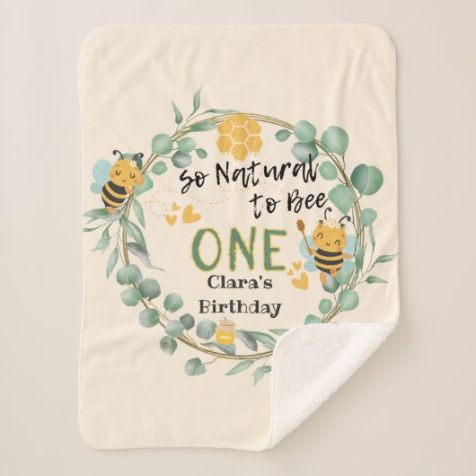 かわいいハチ1st誕生日パーティーギフト シェルパブランケット (正面)