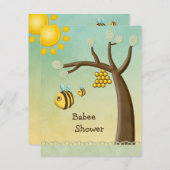 かわいいハチ、ツリー&ハイブベイビーシャワー 招待状 (正面/裏面)