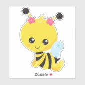 かわいいハチ、小さなハチ、はちみつハチ、花 シール (シート)