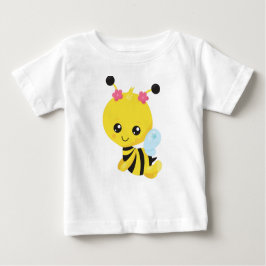 かわいいハチ、小さなハチ、はちみつハチ、花 ベビーTシャツ