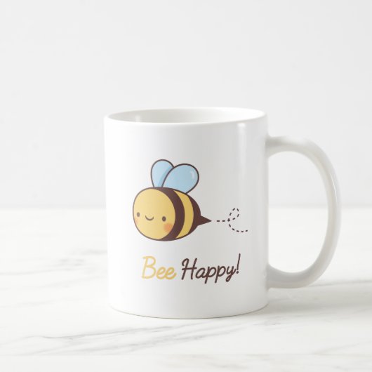 かわいいハチ 幸せなもじりフレーズ コーヒーマグカップ (右)