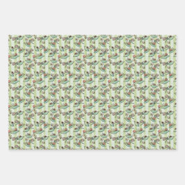 かわいいハチ、蝶、花とテンポウ ラッピングペーパーシート