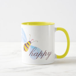かわいいハチhappy黄色の茶色またはカスタム文字 マグカップ