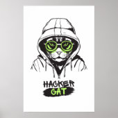 かわいいハッカー猫のイラスト - サイバーセキュリティギフト ポスター (正面)