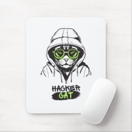 かわいいハッカー猫のイラスト - サイバーセキュリティギフト マウスパッド
