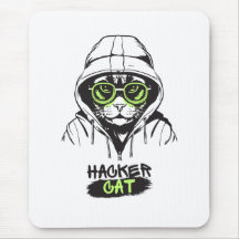 かわいいハッカー猫のイラスト - サイバーセキュリティギフト