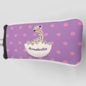 かわいいハッチングベビーダチョウ漫画イラストレーション ゴルフヘッドカバー (正面)