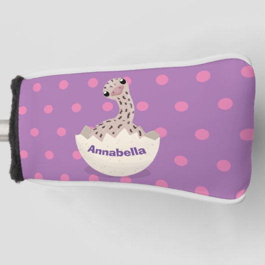 かわいいハッチングベビーダチョウ漫画イラストレーション ゴルフヘッドカバー (正面)