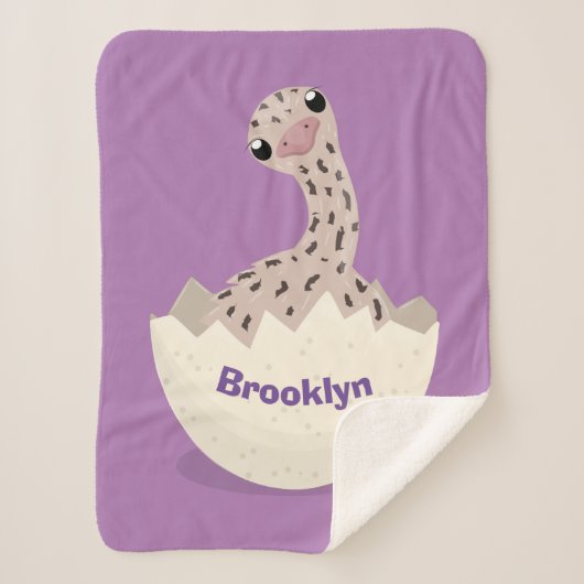 かわいいハッチングベビーダチョウ漫画イラストレーション シェルパブランケット (正面)