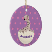 かわいいハッチングベビーダチョウ漫画イラストレーション セラミックオーナメント (右)