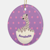 かわいいハッチングベビーダチョウ漫画イラストレーション セラミックオーナメント (左)