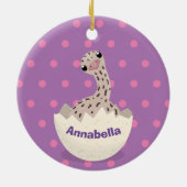 かわいいハッチングベビーダチョウ漫画イラストレーション セラミックオーナメント (裏面)