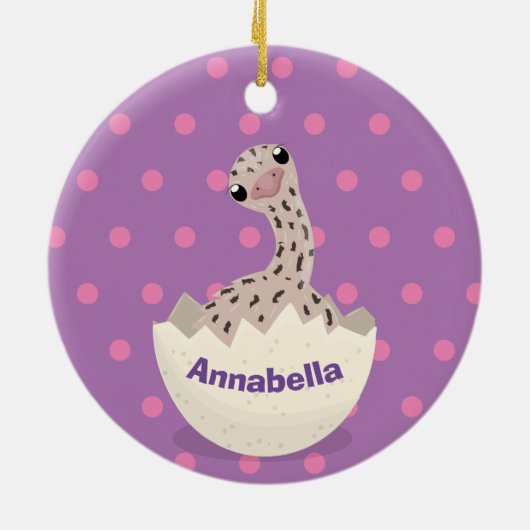 かわいいハッチングベビーダチョウ漫画イラストレーション セラミックオーナメント (裏面)