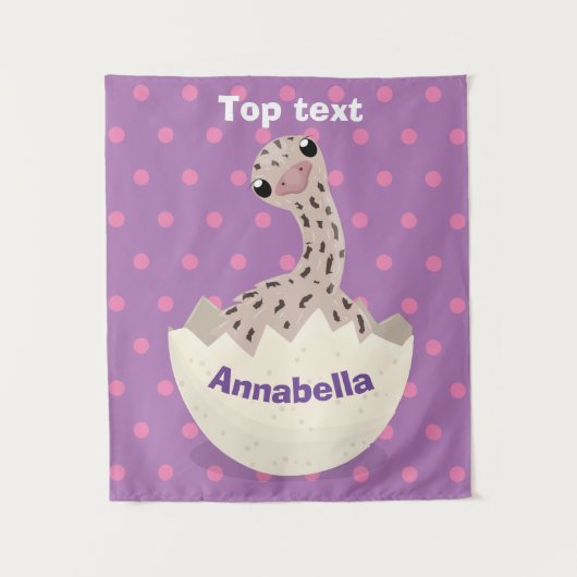 かわいいハッチングベビーダチョウ漫画イラストレーション タペストリー (正面)