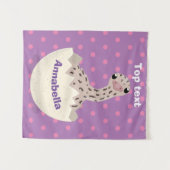 かわいいハッチングベビーダチョウ漫画イラストレーション タペストリー (正面(横))