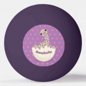 かわいいハッチングベビーダチョウ漫画イラストレーション 卓球ボール (裏面)