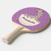 かわいいハッチングベビーダチョウ漫画イラストレーション 卓球ラケット (正面アングル)