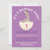 かわいいハッチングベビーダチョウ漫画イラストレーション 招待状 (正面)