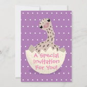 かわいいハッチングベビーダチョウ漫画イラストレーション 招待状 (裏面)