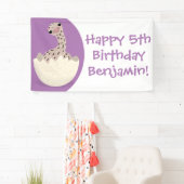 かわいいハッチングベビーダチョウ漫画イラストレーション 横断幕 (インサイチュ)