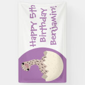 かわいいハッチングベビーダチョウ漫画イラストレーション 横断幕 (縦)