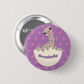 かわいいハッチングベビーダチョウ漫画イラストレーション 缶バッジ (正面&裏面)