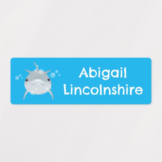 かわいいハッピーかわいいイルカパーソナライズされた漫画 ラベル (デザイン2)