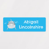 かわいいハッピーかわいいイルカパーソナライズされた漫画 ラベル (デザイン1)