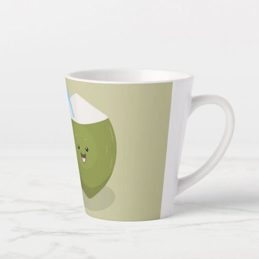 かわいいハッピーかわいいココナッツ漫画イラストレーション カフェラテマグ (右)