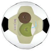 かわいいハッピーかわいいココナッツ漫画イラストレーション サッカーボール (回転)