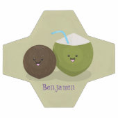 かわいいハッピーかわいいココナッツ漫画イラストレーション サッカーボール (フラット)