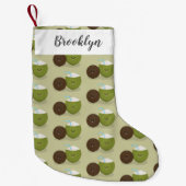 かわいいハッピーかわいいココナッツ漫画イラストレーション スモールクリスマスストッキング (正面)