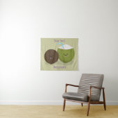 かわいいハッピーかわいいココナッツ漫画イラストレーション タペストリー (インサイチュ(横))